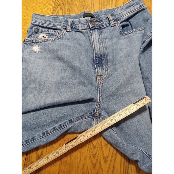 UNIQLO Jeans Womens 11 BLUE TAPERED RELAXED HIGH RISE Used Ripped Summer Winter - Picture 3 of 12